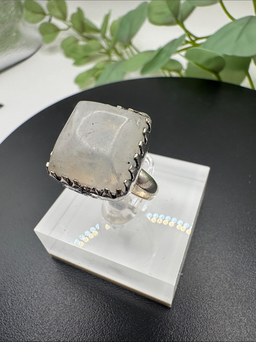 Moonstone Silver-Tone Statement Ring – Size 7 (BR-1212/4) - Picture 4 of 7